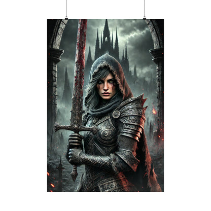 Warrior Vertical Poster - Gothic Fantasy Art for Home Decor - Arctic Threadworks