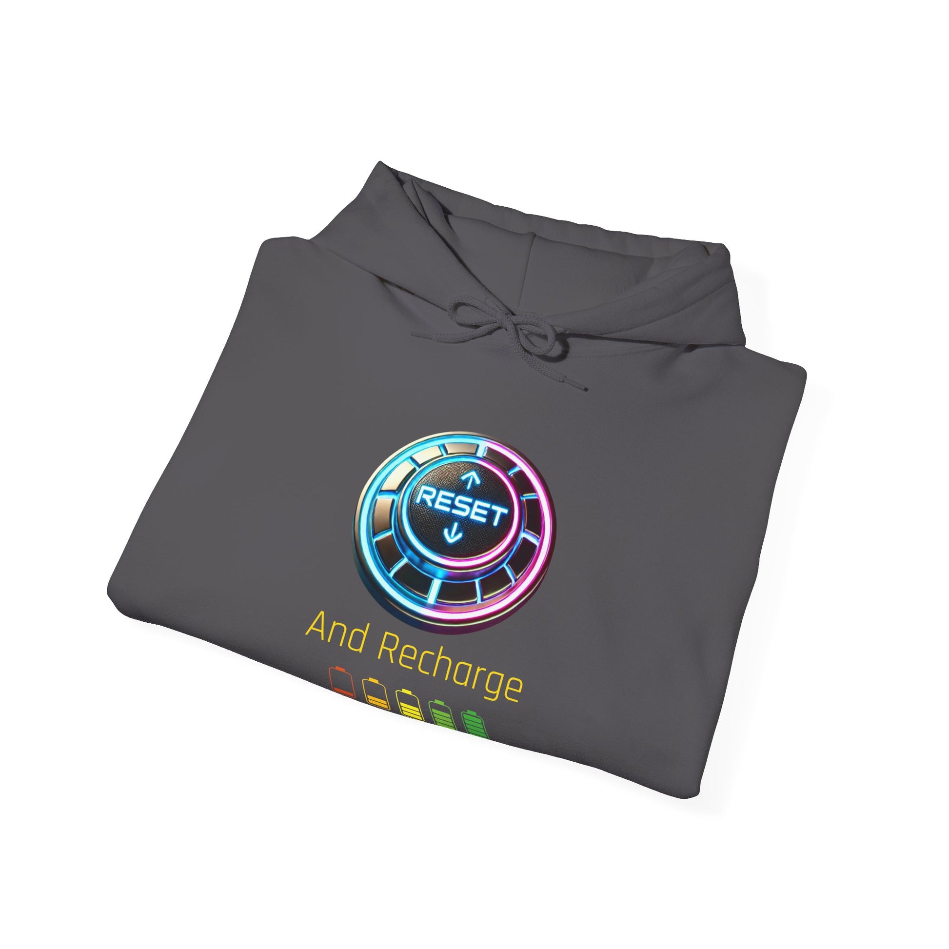 Reset and Recharge Graphic Hoodie for Relaxation - Arctic Threadworks