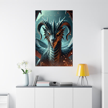 Majestic Dragon Matte Poster - Fantasy Wall Art for Home Decor - Arctic Threadworks