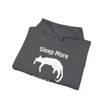 Sleep More Grind Less Hooded Sweatshirt - Cozy Unisex Hoodie for Cat Lovers - Arctic Threadworks