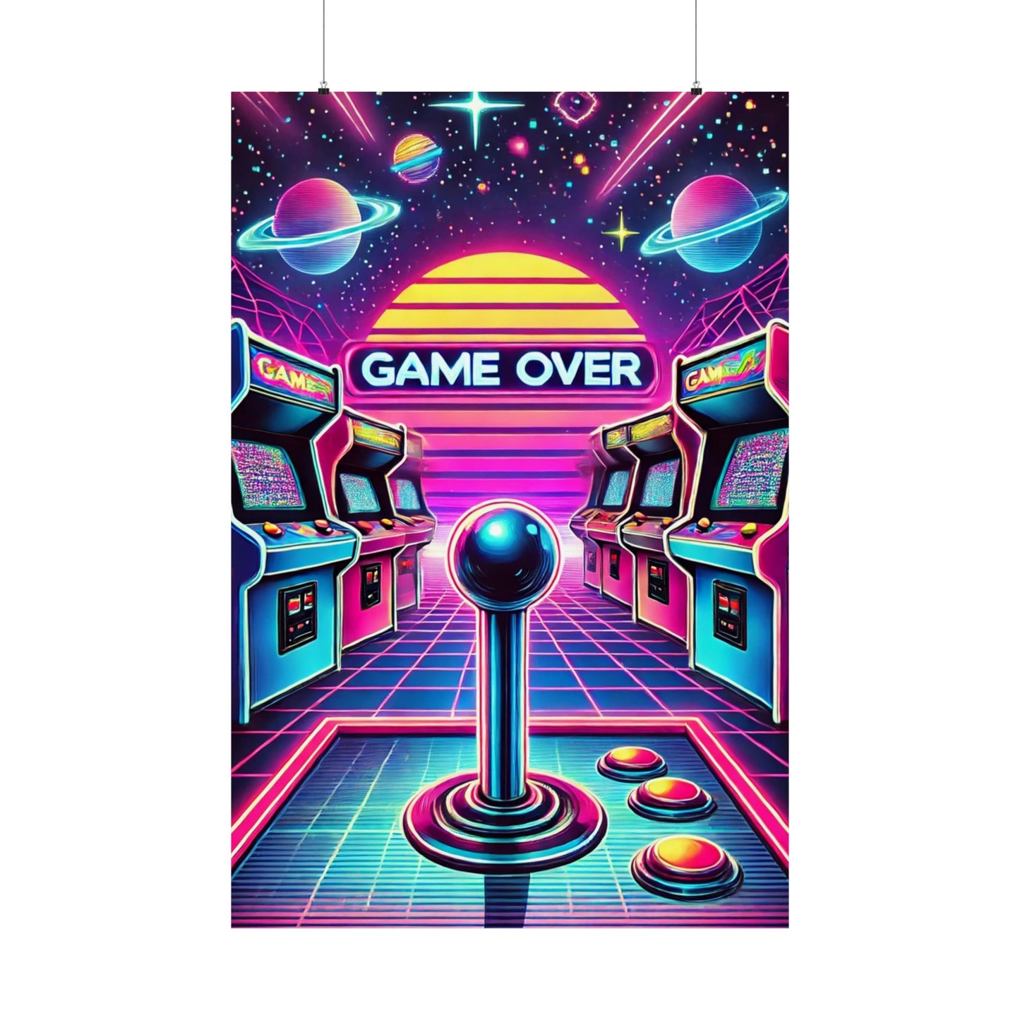 Retro Gaming Wall Art - 'Game Over' Matte Vertical Poster - Arctic Threadworks