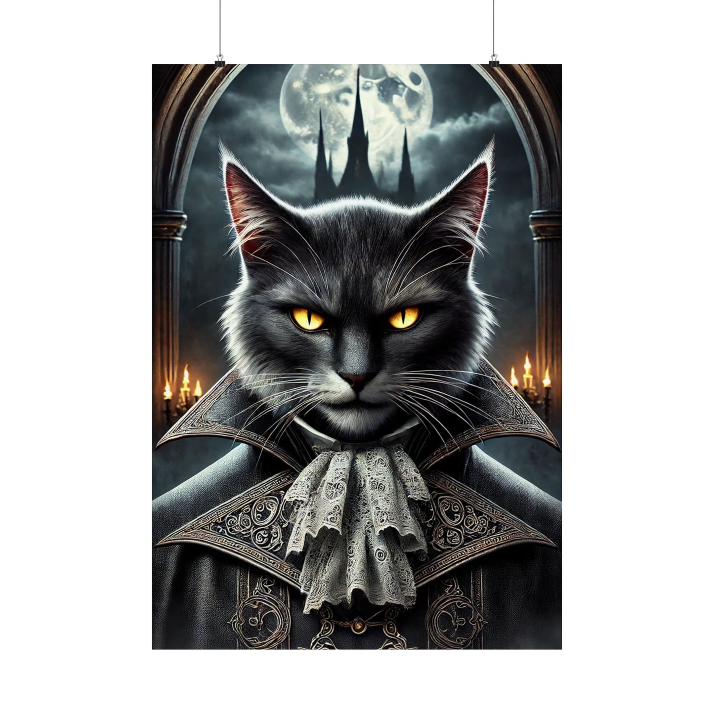 Mystical Cat Portrait - Matte Vertical Poster for Home Decor - Arctic Threadworks