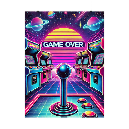 Retro Gaming Wall Art - 'Game Over' Matte Vertical Poster - Arctic Threadworks