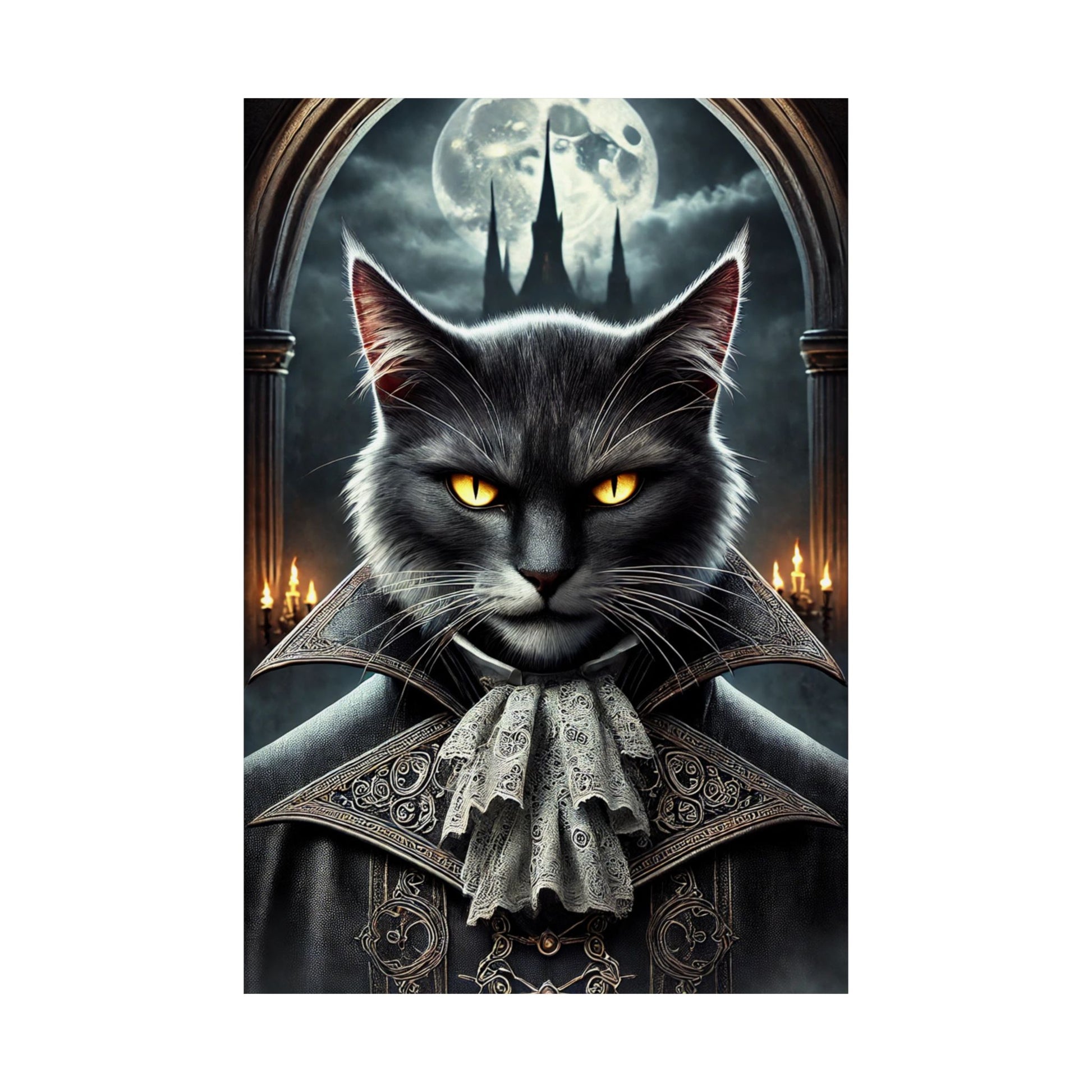 Mystical Cat Portrait - Matte Vertical Poster for Home Decor - Arctic Threadworks