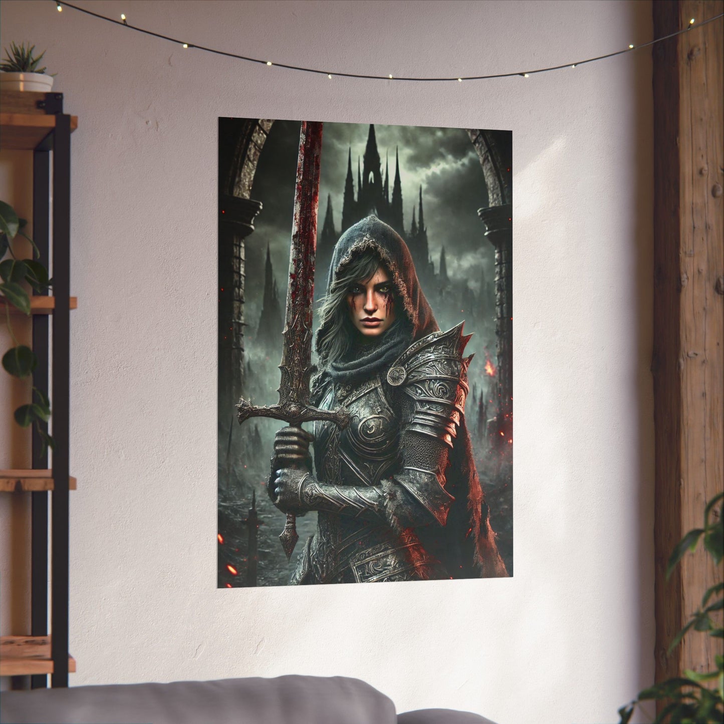 Warrior Vertical Poster - Gothic Fantasy Art for Home Decor - Arctic Threadworks