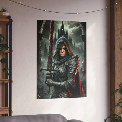 Warrior Vertical Poster - Gothic Fantasy Art for Home Decor - Arctic Threadworks