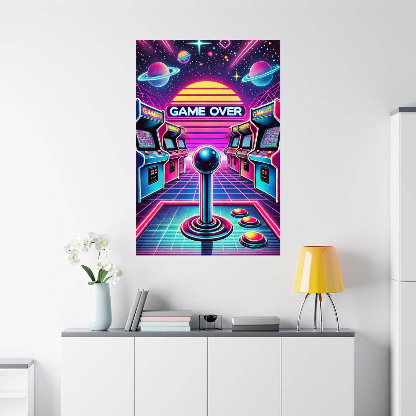 Retro Gaming Wall Art - 'Game Over' Matte Vertical Poster - Arctic Threadworks