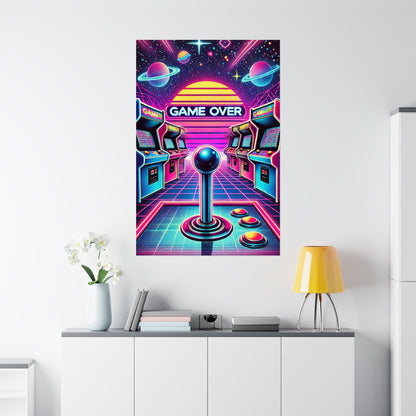 Retro Gaming Wall Art - 'Game Over' Matte Vertical Poster - Arctic Threadworks