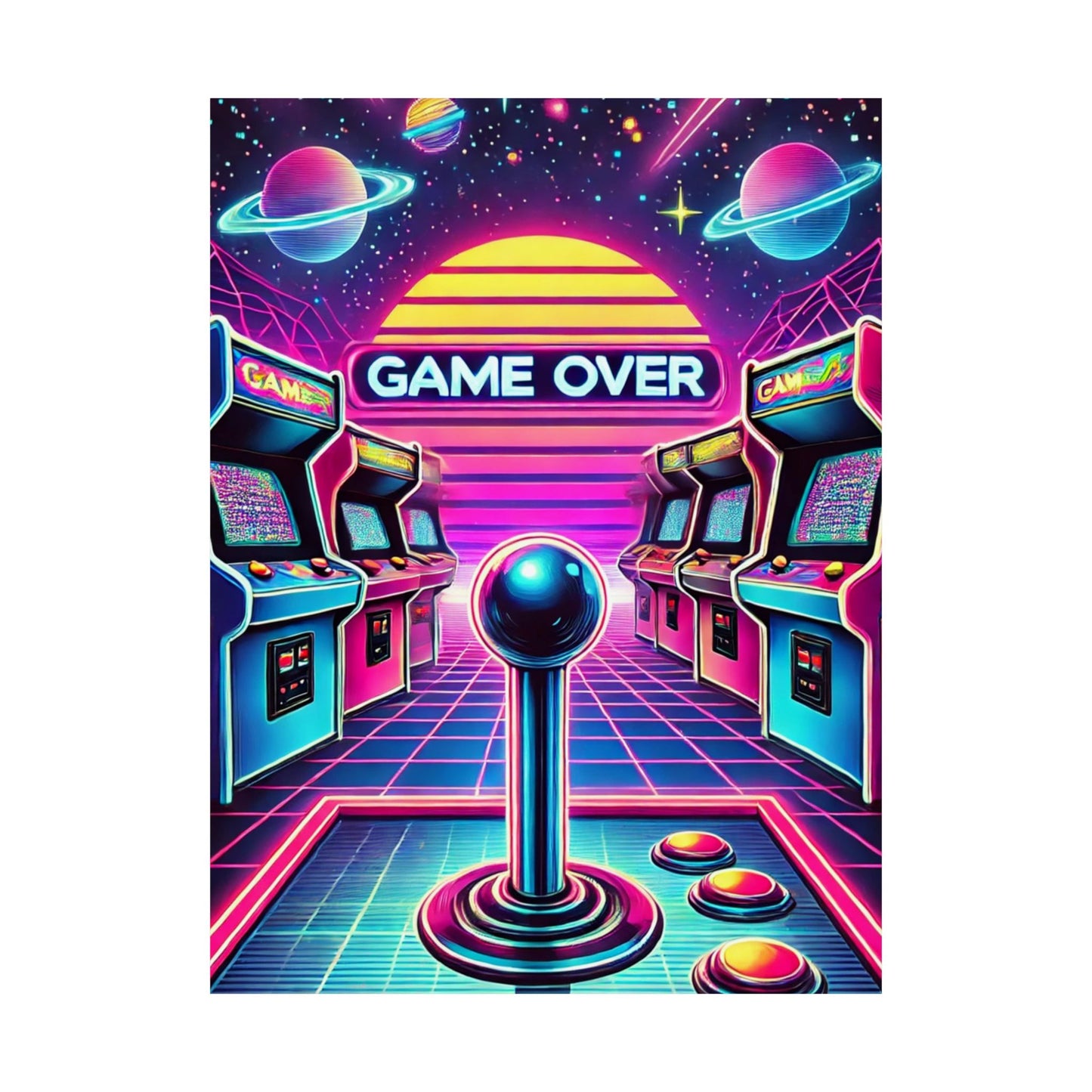 Retro Gaming Wall Art - 'Game Over' Matte Vertical Poster - Arctic Threadworks