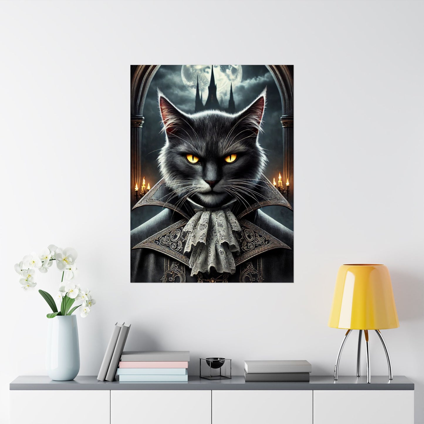 Mystical Cat Portrait - Matte Vertical Poster for Home Decor - Arctic Threadworks