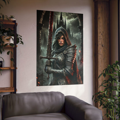 Warrior Vertical Poster - Gothic Fantasy Art for Home Decor - Arctic Threadworks