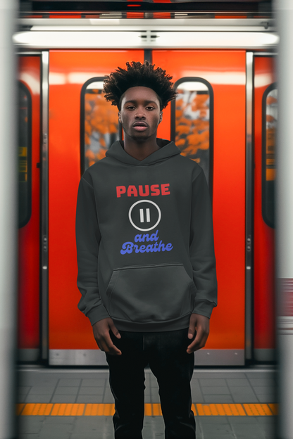 Unisex Heavy Blend™ Hooded Sweatshirt - 'Pause and Breathe' Motivational Hoodie for Relaxation - Arctic Threadworks