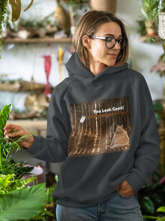 Cozy Cat Vibes Hoodie - You Look Good Unisex Sweatshirt - Arctic Threadworks