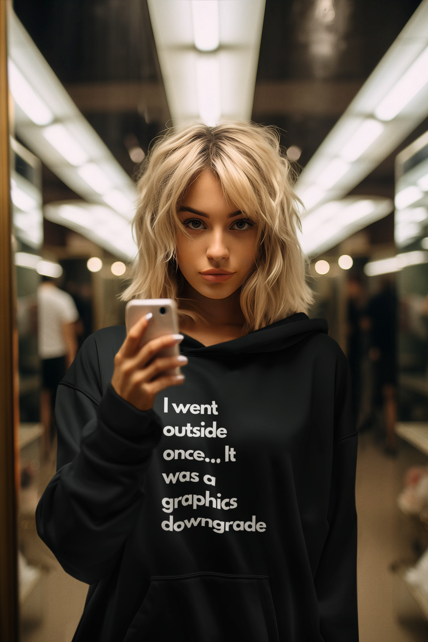 Funny Graphic Hoodie - "I went outside once... It was a graphics downgrade"