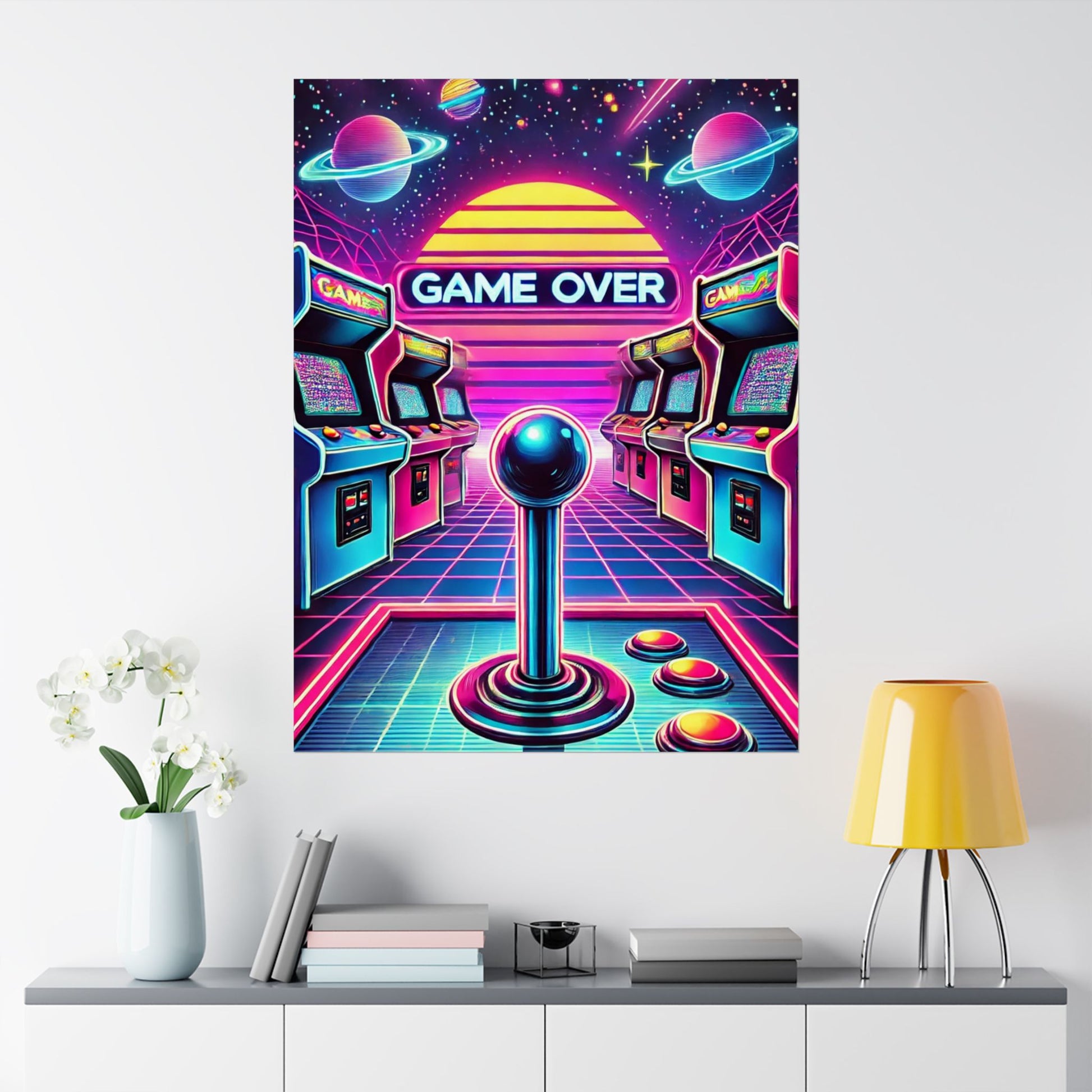 Retro Gaming Wall Art - 'Game Over' Matte Vertical Poster - Arctic Threadworks