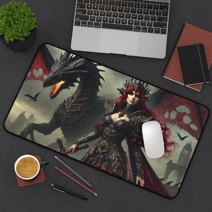 🐉 Fantasy Dragon & Warrior Desk Mat – Gaming Mouse Pad for Home & Office ⚔️