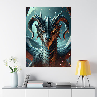 Majestic Dragon Matte Poster - Fantasy Wall Art for Home Decor - Arctic Threadworks