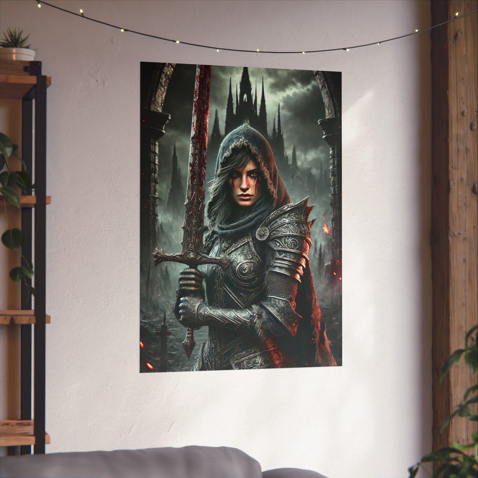 Warrior Vertical Poster - Gothic Fantasy Art for Home Decor - Arctic Threadworks